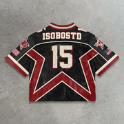Star casual street stitching mesh jersey