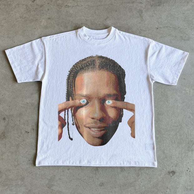 Fashion Character Portrait Print Short Sleeve T-Shirt