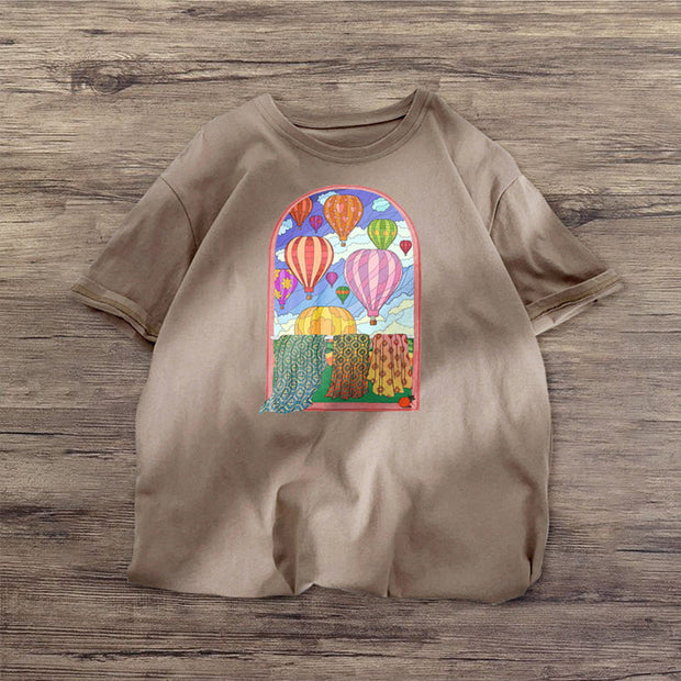 Air ball hit color print short-sleeved T-shirt