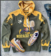 Contrasting color stitching personality casual loose fashion cartoon print hoodie