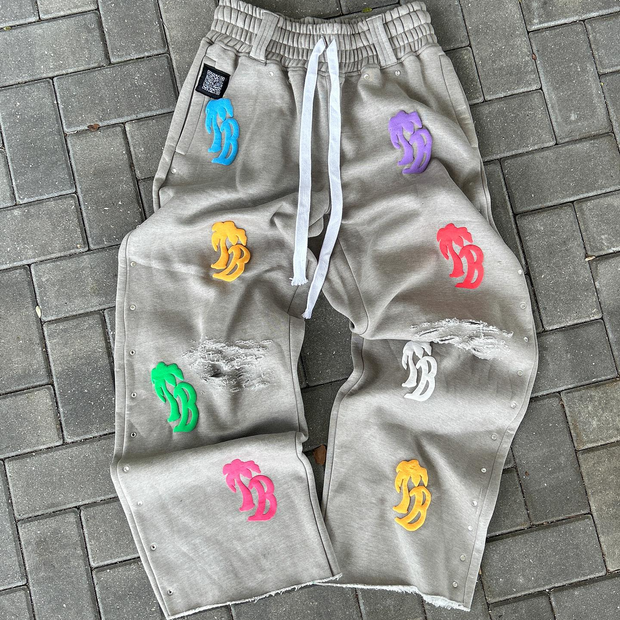 Vintage Letter Print Zip-Up Hoodie Set