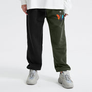 Contrast Vintage Plush Print Casual Trousers