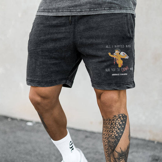 Street Fashion Angel Print Shorts
