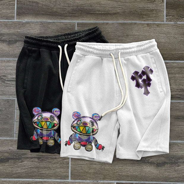 Jesus Cross Pattern Vintage Street Shorts