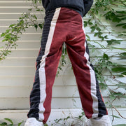 V strip print straight-leg street trousers