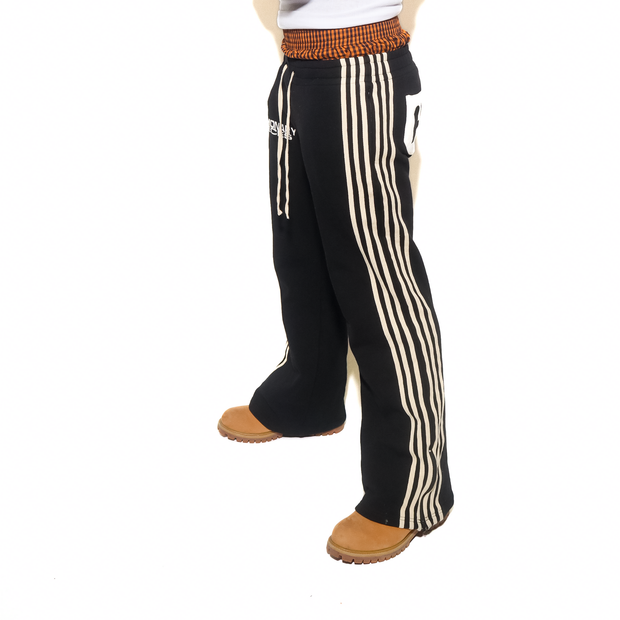 Fashionable personality contrast color fake two-piece trousers