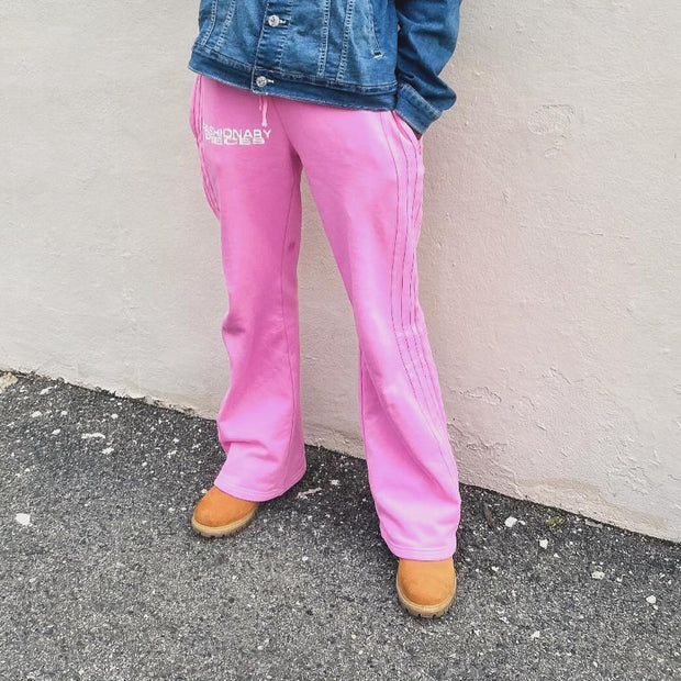 Fashionable personality contrast color fake two-piece trousers