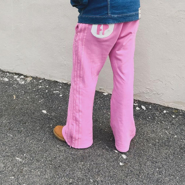 Fashionable personality contrast color fake two-piece trousers