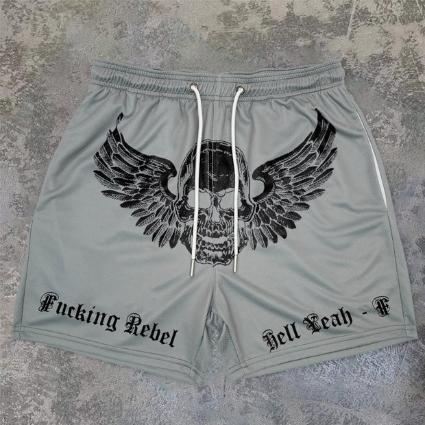 Retro Street Flying Skull Sports Shorts