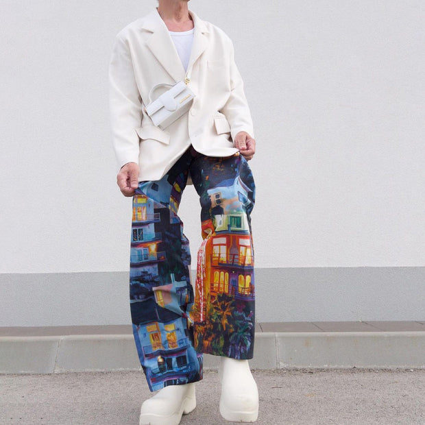 Hip-hop fashion street loose straight through casual trousers