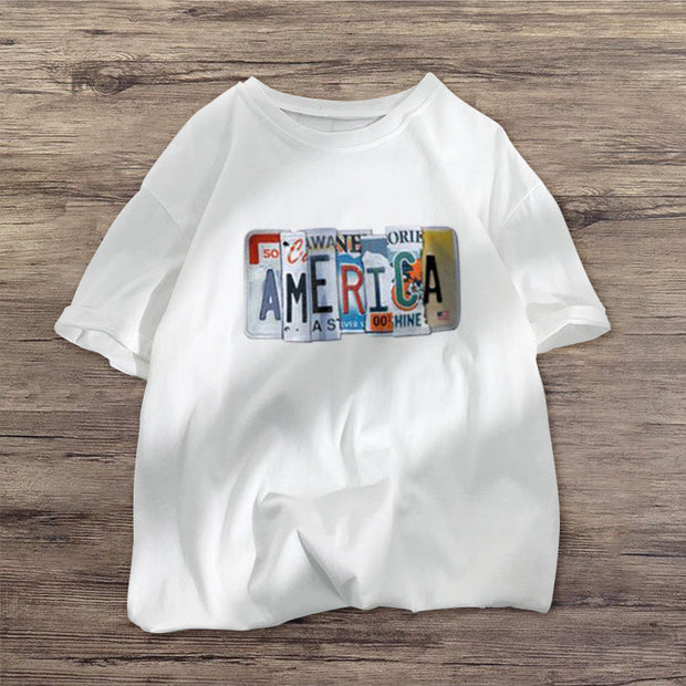 Fashion trend print short-sleeved T-shirt