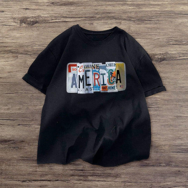 Fashion trend print short-sleeved T-shirt