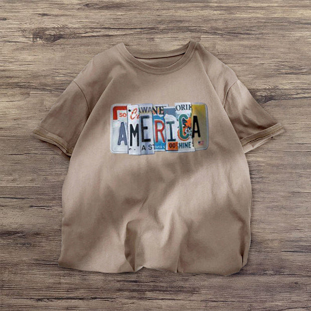 Fashion trend print short-sleeved T-shirt