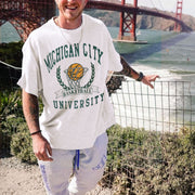 Fashion Preppy Loose Crew Neck Printed Casual T-Shirt