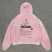 Street Style Racing Graphic Letter Print Hoodie