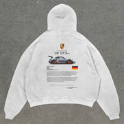 Street Style Racing Graphic Letter Print Hoodie