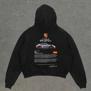 Street Style Racing Graphic Letter Print Hoodie