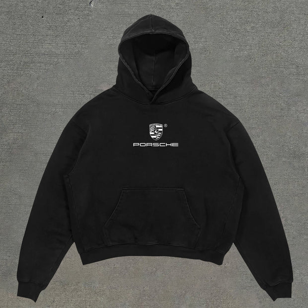 Street Style Racing Graphic Letter Print Hoodie