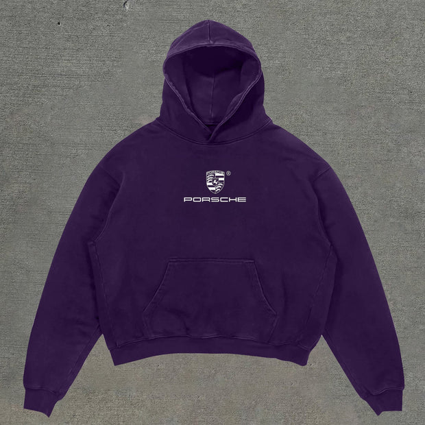 Street Style Racing Graphic Letter Print Hoodie