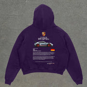 Street Style Racing Graphic Letter Print Hoodie