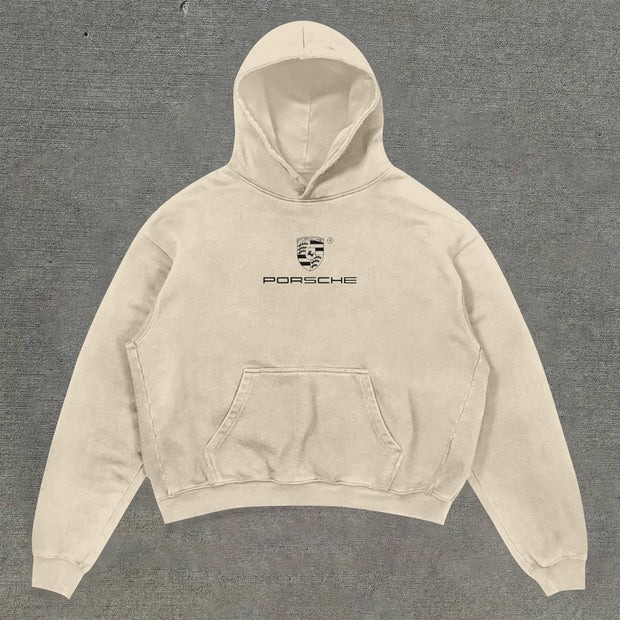 Street Style Racing Graphic Letter Print Hoodie