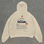 Street Style Racing Graphic Letter Print Hoodie