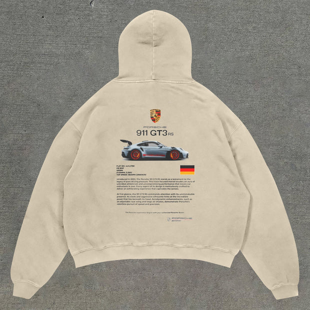 Street Style Racing Graphic Letter Print Hoodie