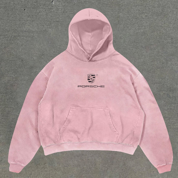 Street Style Racing Graphic Letter Print Hoodie