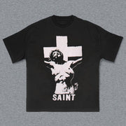 Jesus & Letters Print Short Sleeve T-Shirt