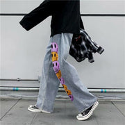 Smile print fashion hip-hop casual jeans