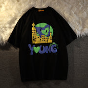 Graffiti three-dimensional foam printing short-sleeved T-shirt