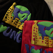 Graffiti three-dimensional foam printing short-sleeved T-shirt