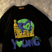 Graffiti three-dimensional foam printing short-sleeved T-shirt