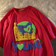 Graffiti three-dimensional foam printing short-sleeved T-shirt