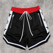 Contrast Panel Street Mesh Sports Loose Shorts