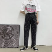 Wide-leg jeans men's loose straight-leg trousers old pants