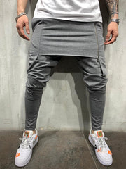 Zipper slim personality casual two-layer sports trousers