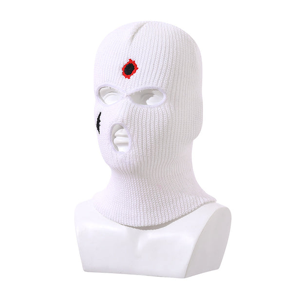 Balaclava three-hole hat outdoor riding headgear knitted warm ski mask