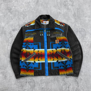 Vintage tribal print lapel tie lined jacket