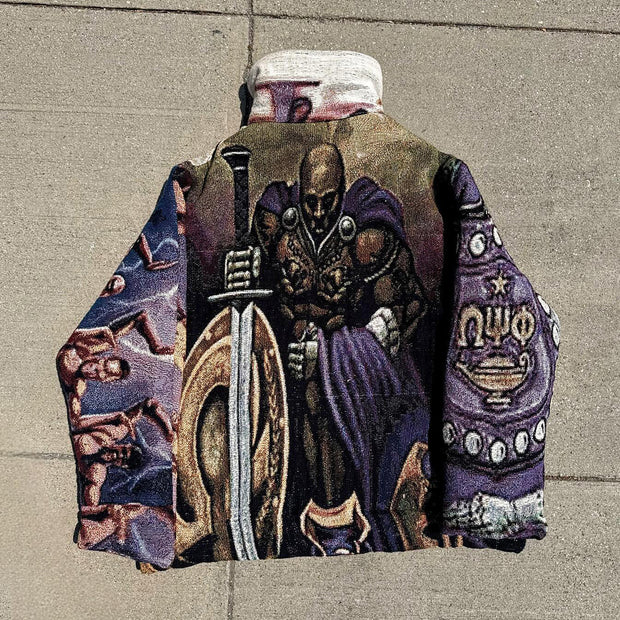 Knight Casual Street Zip Tapestry Jacket
