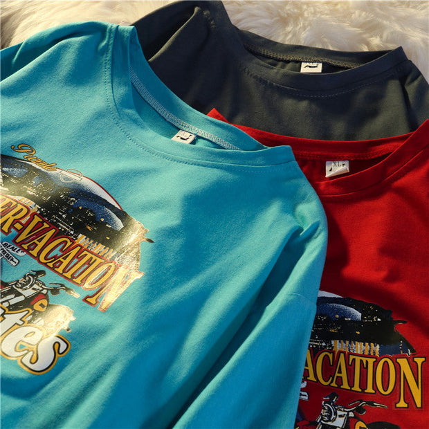 American retro Ami khaki loose short-sleeved T-shirt