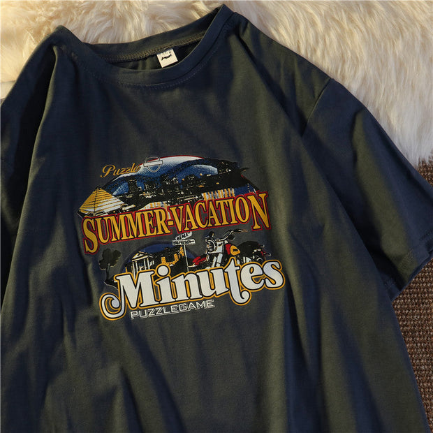 American retro Ami khaki loose short-sleeved T-shirt