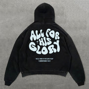 Fashion All For His Glory Print Long Sleeve Hoodies