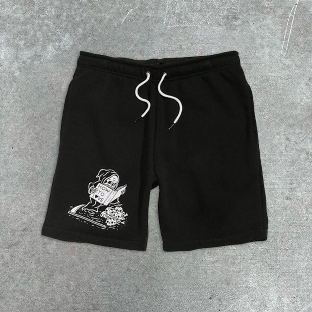 Skull Graphic Print Shorts
