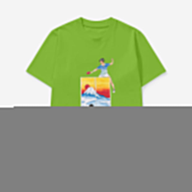 Table Tennis Print Short Sleeve Street T-Shirt