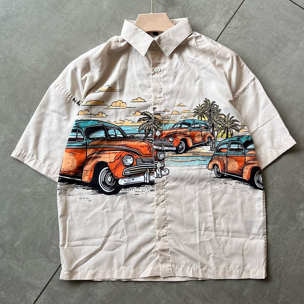 Vintage Seaside Classic Car Casual Street Shirt