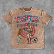 Boston Print Washed Short Sleeve T-Shirt