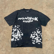 Personalized fashionable butterfly print T-shirt