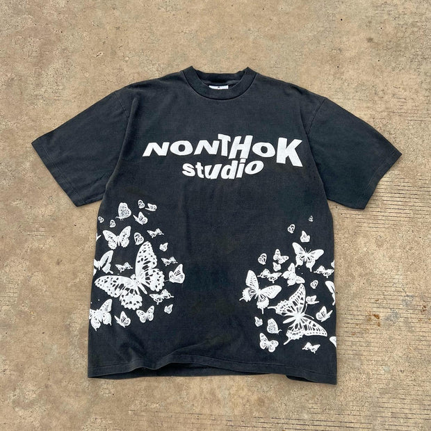 Personalized fashionable butterfly print T-shirt