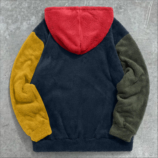 Vintage Colorblock Fashion Print Street Hoodies